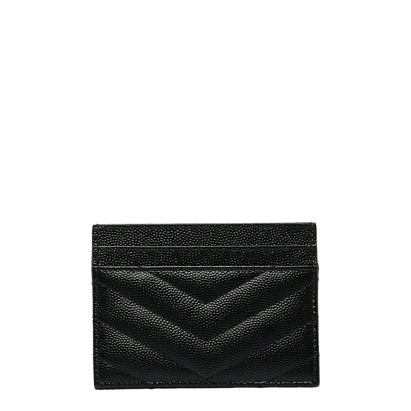 Saint Laurent Card Holder in Grain Calf Leather Black 423291