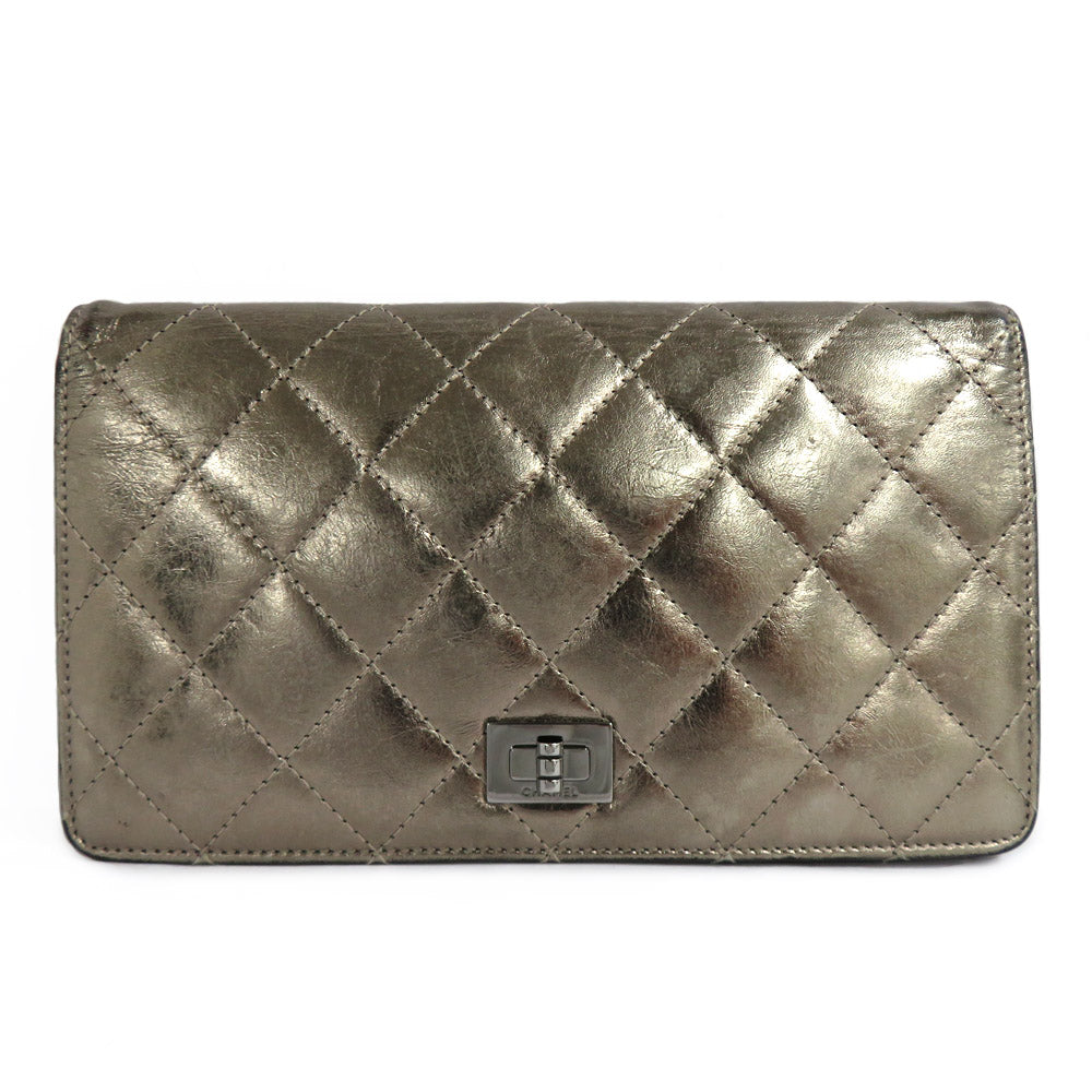 Chanel 2.55 Matrasse Two Fing Long Wallet A35304 Metal Gold SV Gold   S 11th Small Money Inserted