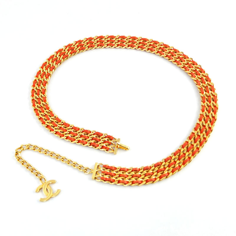 Chanel Chain Belt Coco 97P G Orange Vintage