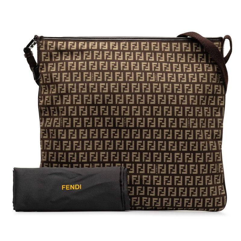 FI Zuchino SHOLDER BAG 8BT080 Brown beige canvas leather ladies FENDI