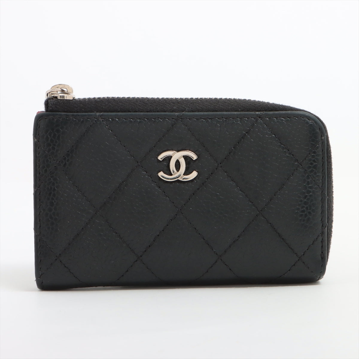 Chanel Matrasse Caviar S Coin Case Black Silver G  18th