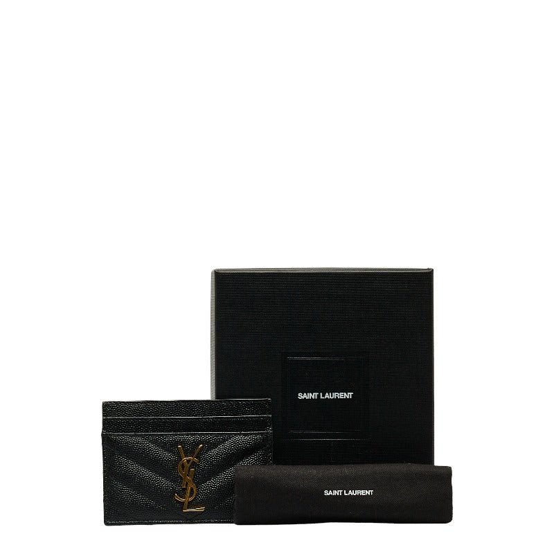 Saint Laurent Card Holder in Grain Calf Leather Black 423291