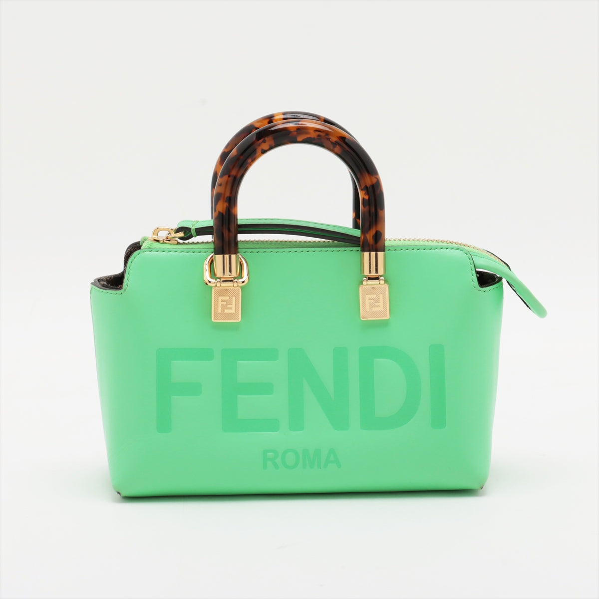 Fendi Byzaw Mini Leather Handbag Green 8BS067 Strap Parts