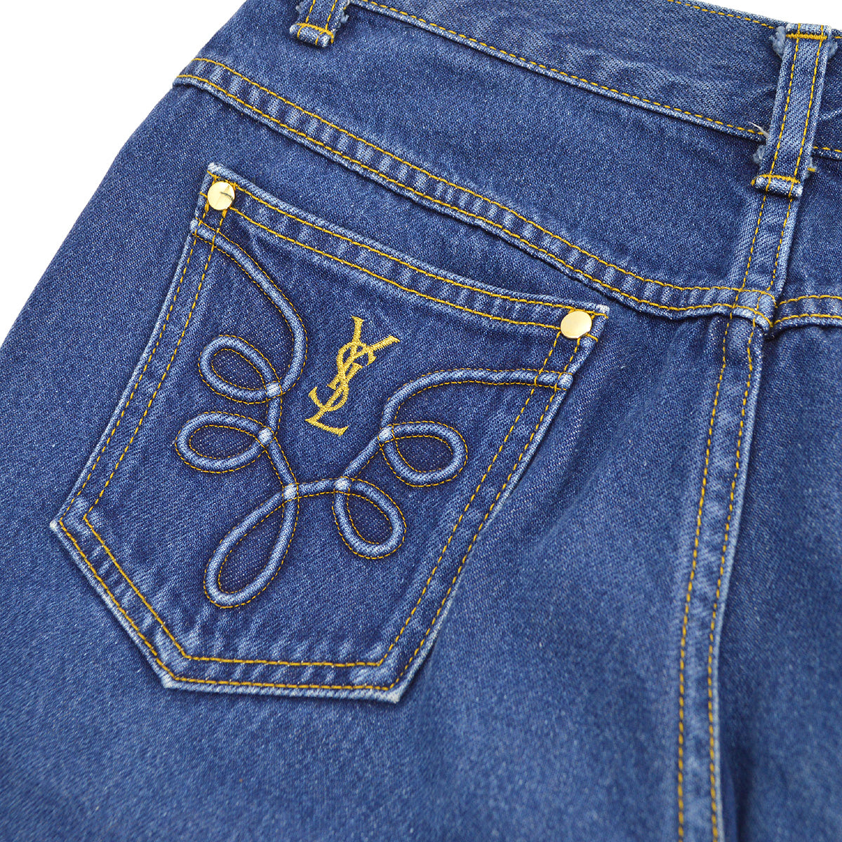 Yves Saint Laurent Denim logo-embroidered straight-leg jeans #40