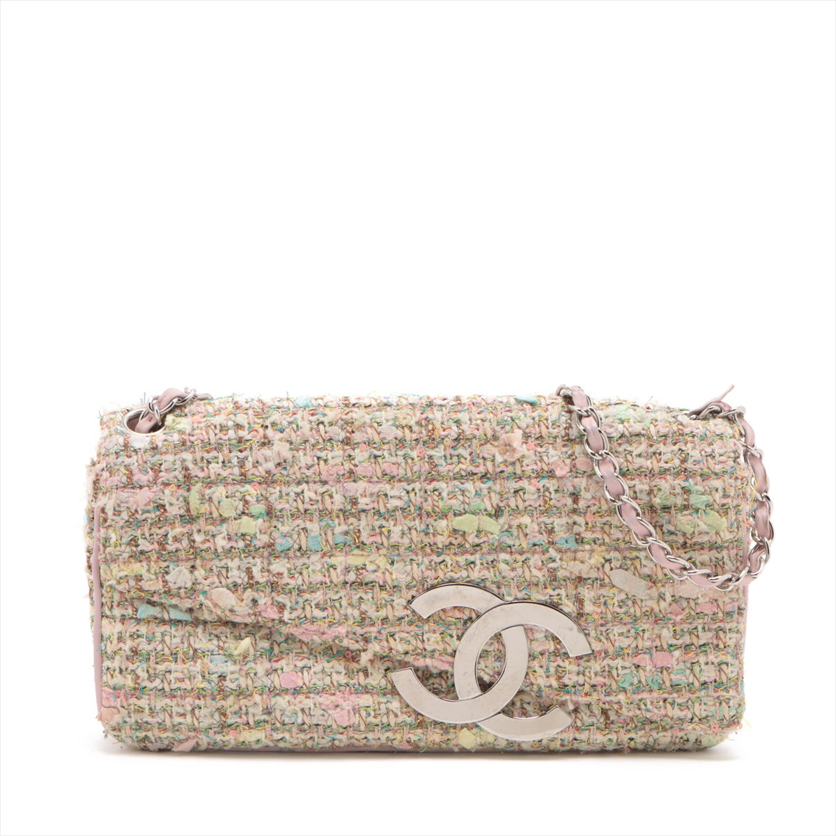 Chanel Coco Tweede Chain Shoulder Bag Multicolor Silver  9th