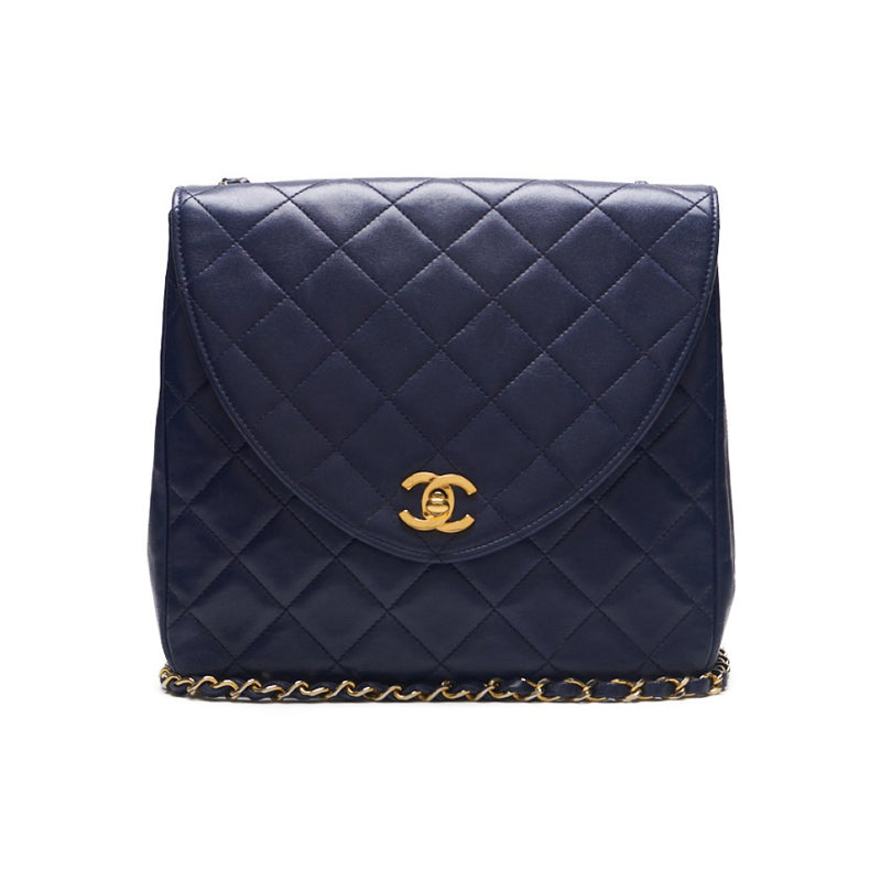 Chanel Matrasse Turn-Lock Round Flap Chain Shoulder  Navy  Shoulder Bag  Bag Hybrid 【 Delivery】  Mountain Bookstore Online