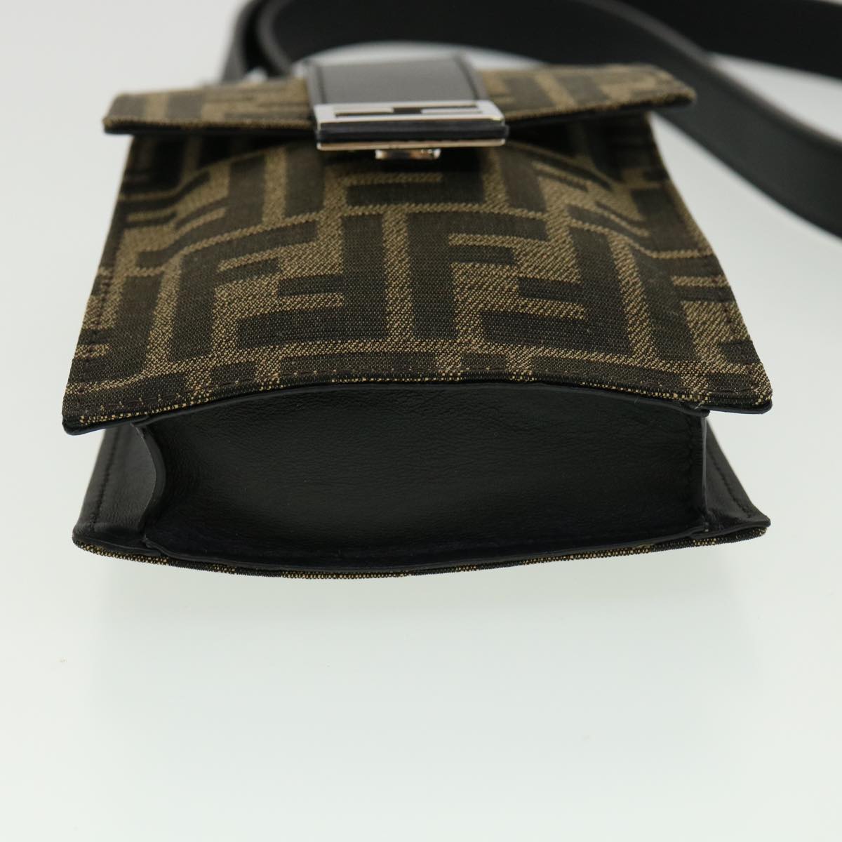 FENDI Zucca Canvas Shoulder Bag Brown Black