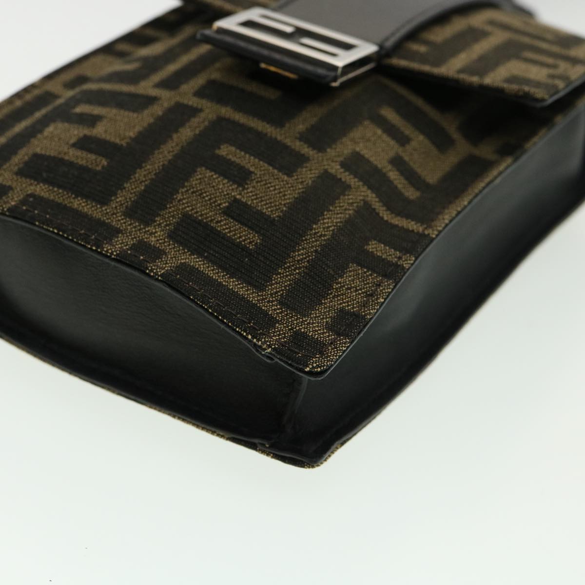 FENDI Zucca Canvas Shoulder Bag Brown Black