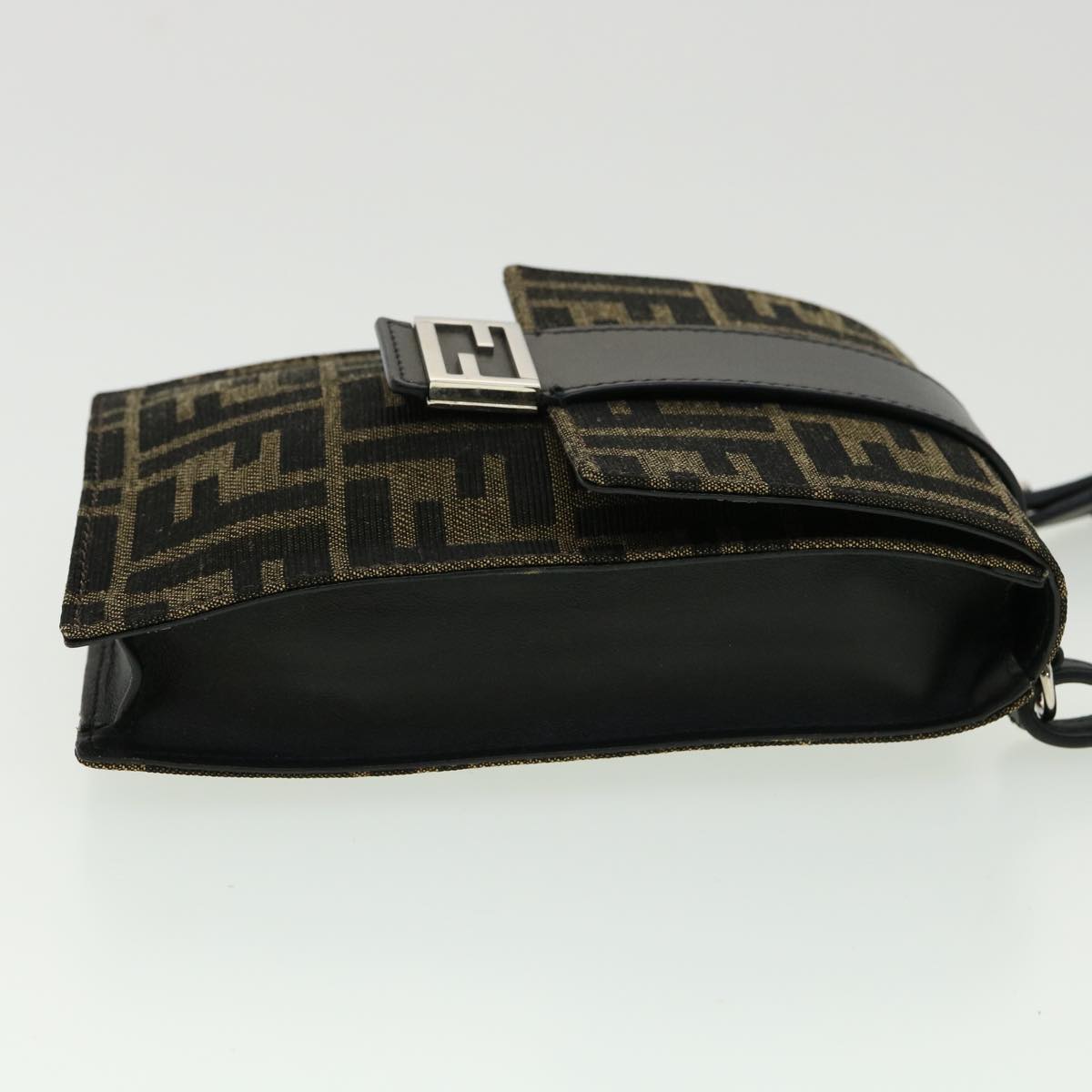 FENDI Zucca Canvas Shoulder Bag Brown Black