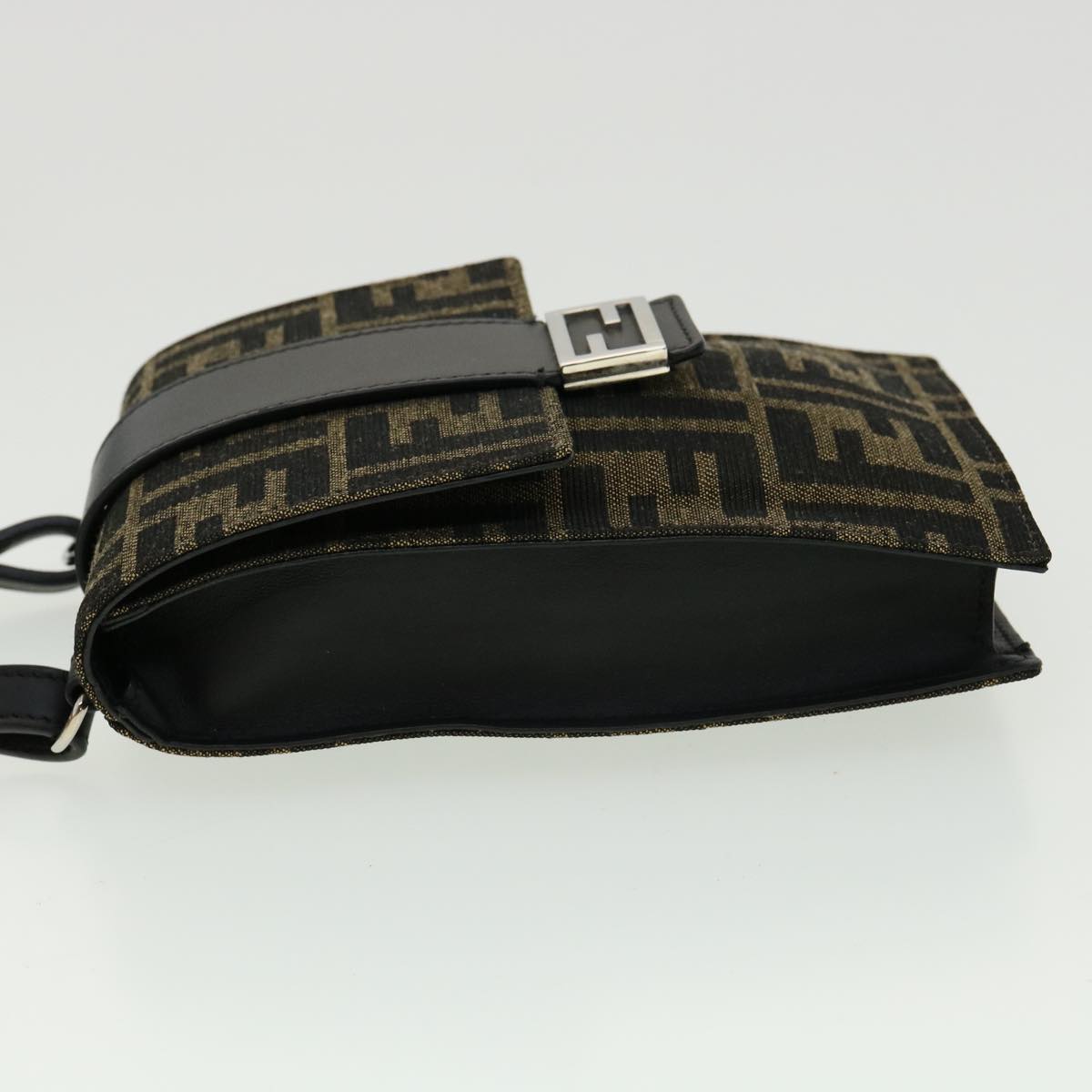 FENDI Zucca Canvas Shoulder Bag Brown Black