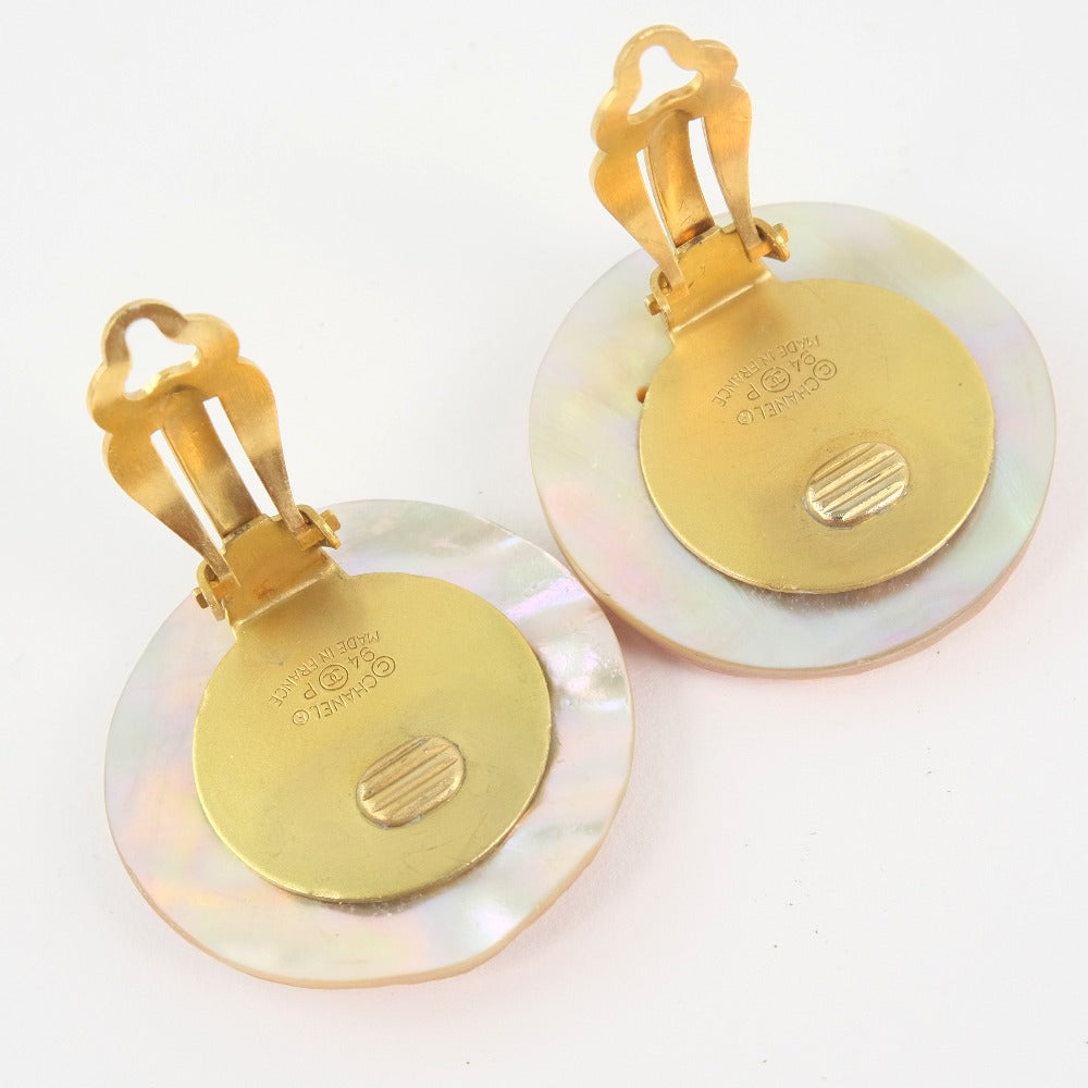 Chanel Chanel Coco Mark Earring S  G Plated Beige 94P  15.0g Coco Mark  【Cool】  Earring Shell