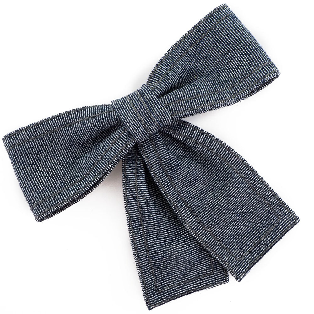 Chanel CHANEL Brooch Ribbon Cotton Denim French Made Blue  24g  A+ Ranked Laminated