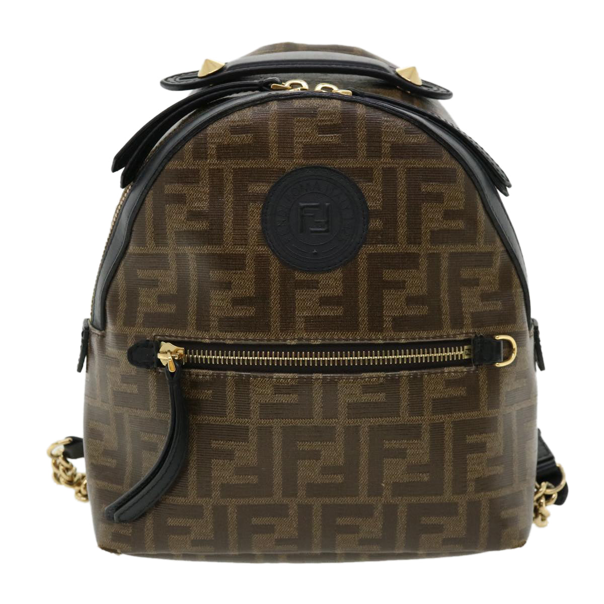 FENDI Zucca Canvas Backpack Coated Canvas Brown Black 8BZ038