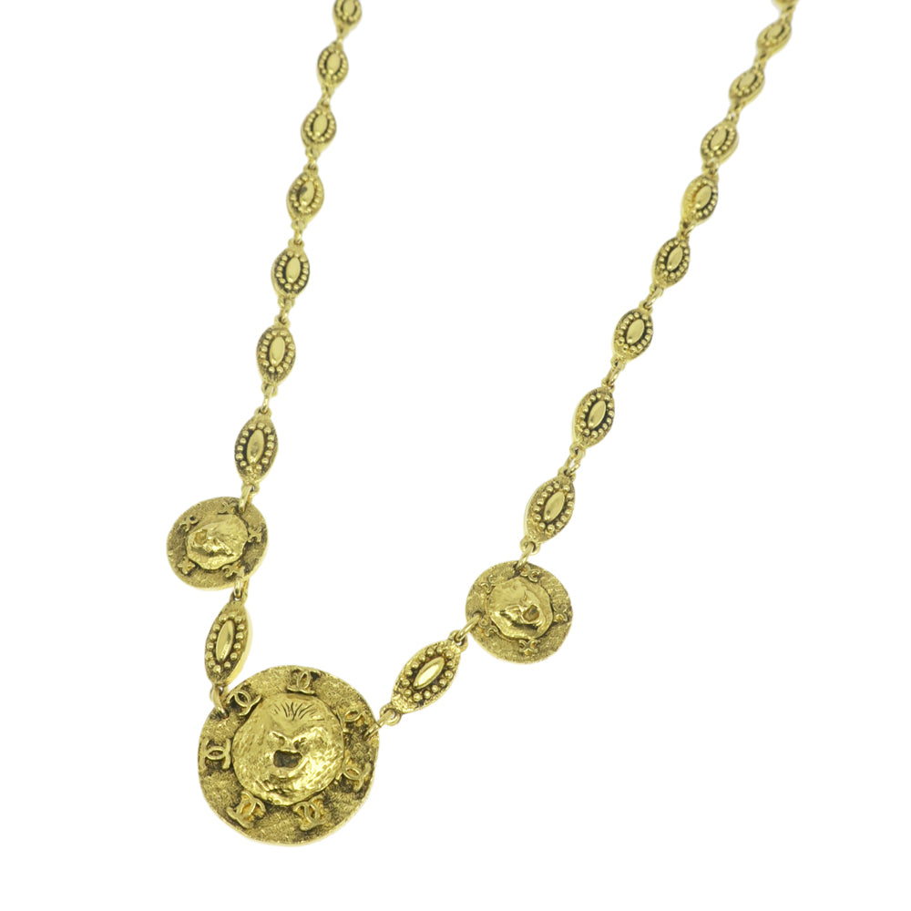 Chanel vint necklace lion 3101 g pendant accessories