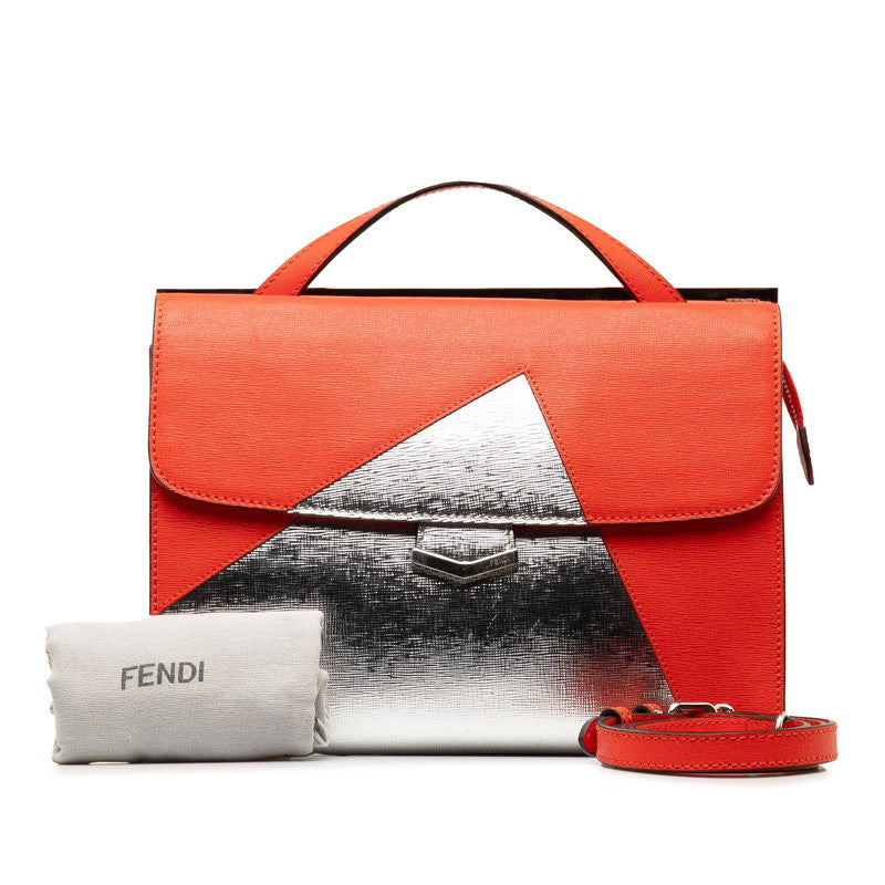 Fendi Demi-Jul Handbag 2WAY 8BT222 Orange Red Silver Leather  Fendi