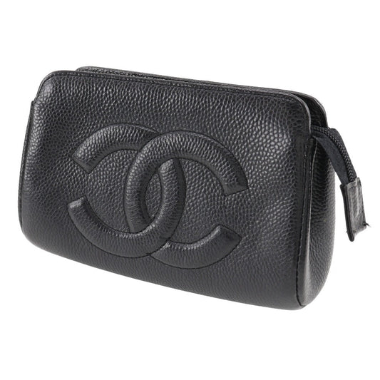 Chanel A01436 Caviar S French Black  Cosmetic Pouch