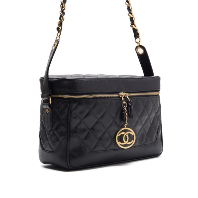 Chanel Matrasse Circle Coco Charm Vanity Bag Chain Shoulder Caviar S Black   Shoulder Bag  【 Ship】【SS】 Vintage s Online