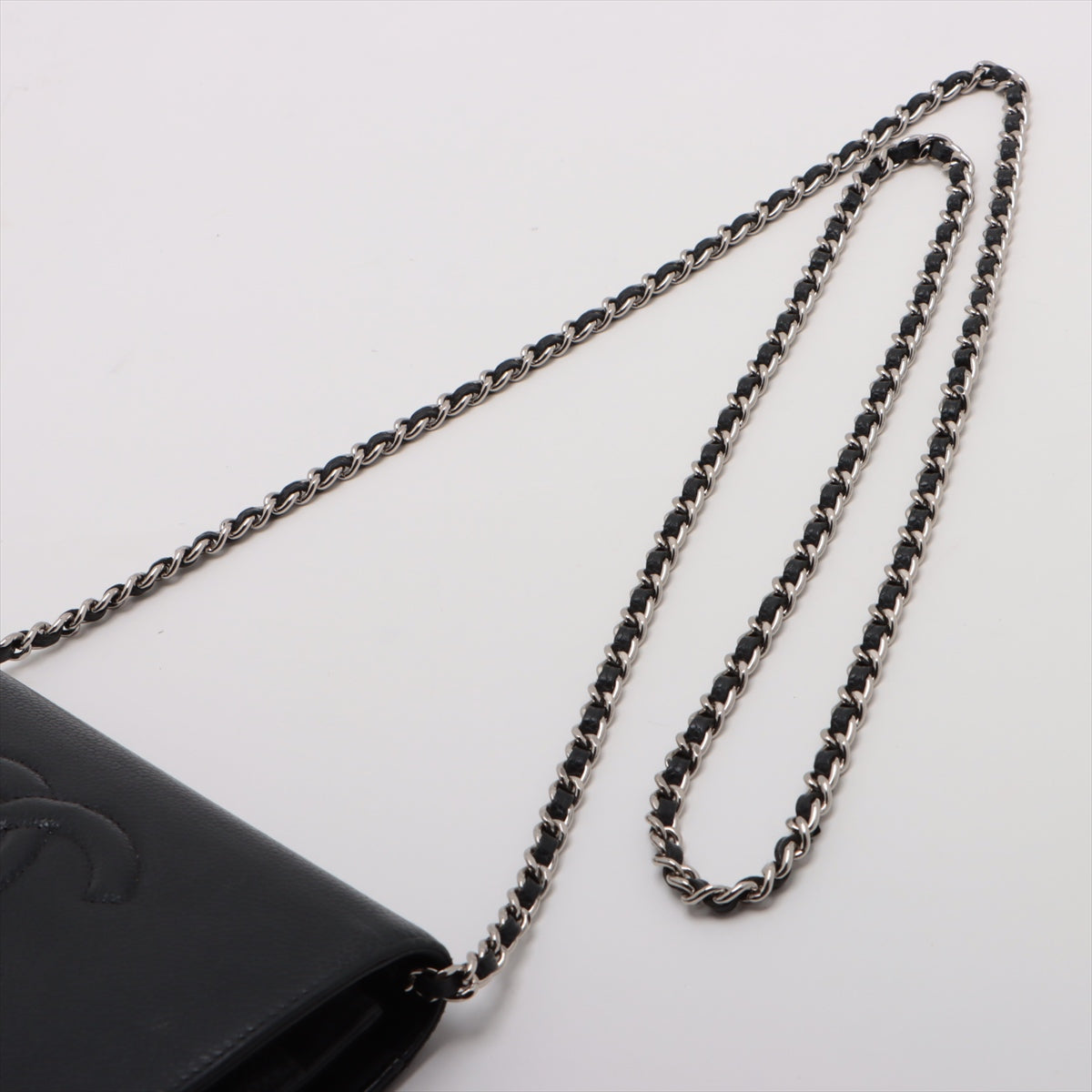 Chanel Coco Caviar S Chain Wallet Black Silver G  19th