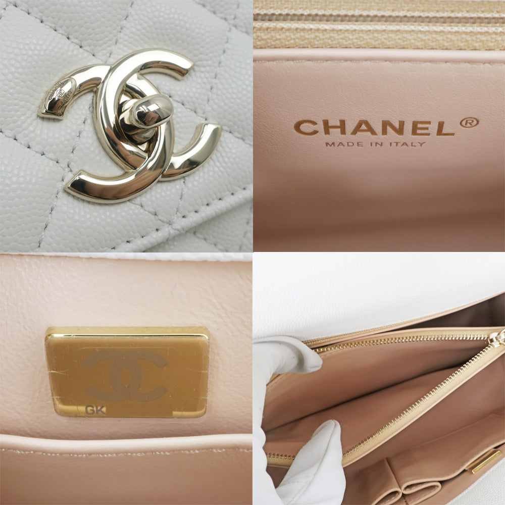 Chanel Coco Handle 29 Cabia S Handbag White Shoulder G A92991