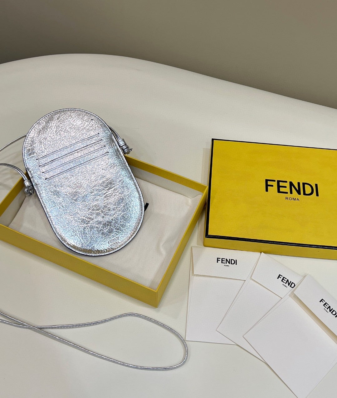 Fendi 12 Pro Phone Holder Silver Bag