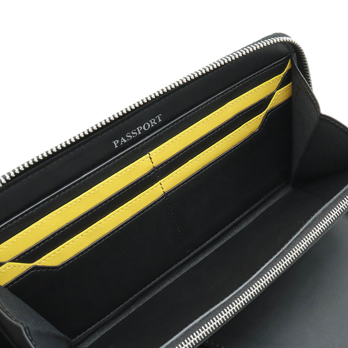 Fendi Roundfashner Long Wallet Travel Wallet Organizer Leather Black Black Silver Gold 7M0276