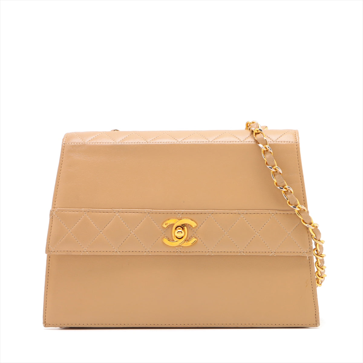 Chanel Matrasse  Single Flap Single Chain Bag Beige G  1st Turn-Lock