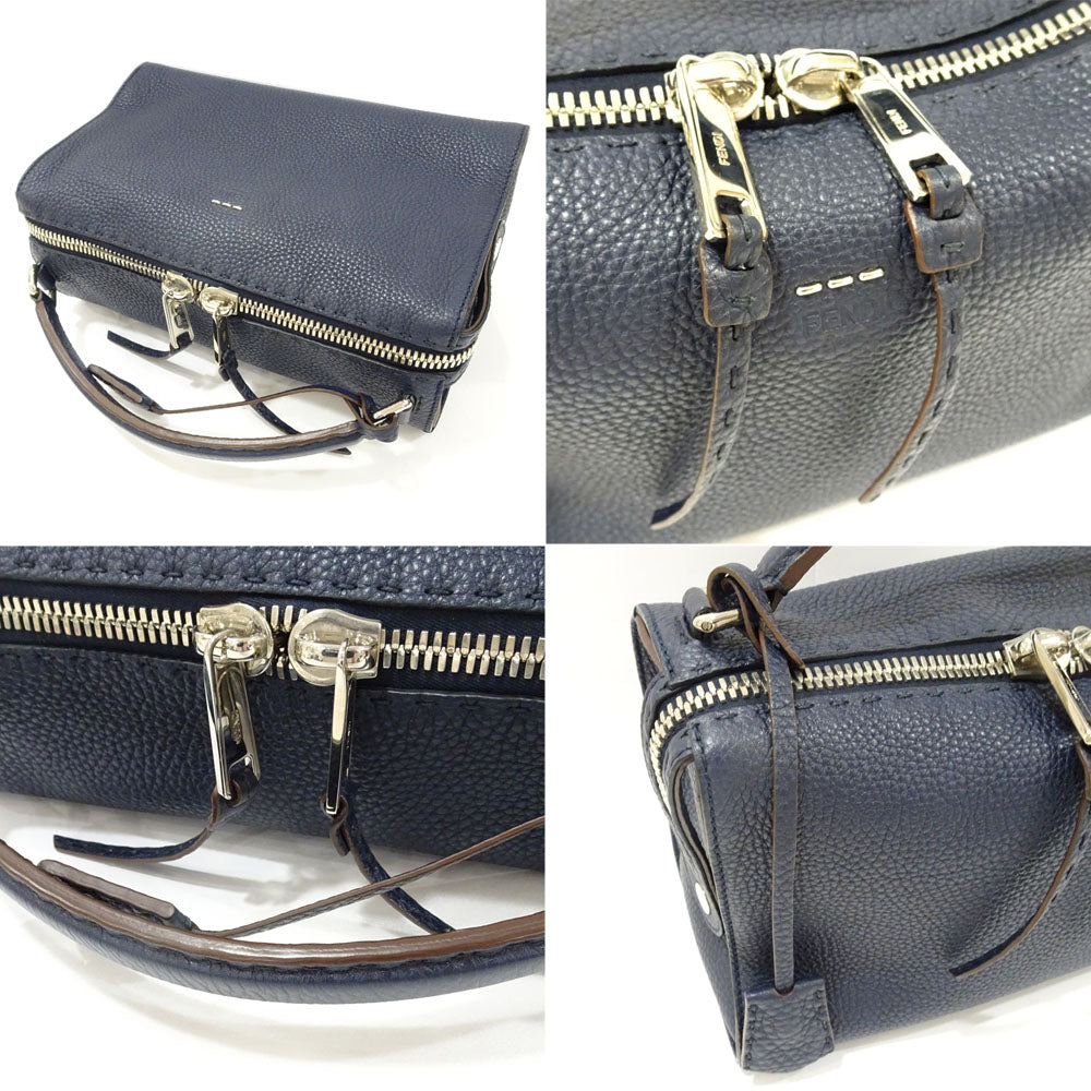 Fendi Celeria R 8BL137 2WAY Leather Bag Navy Shoulder Bag