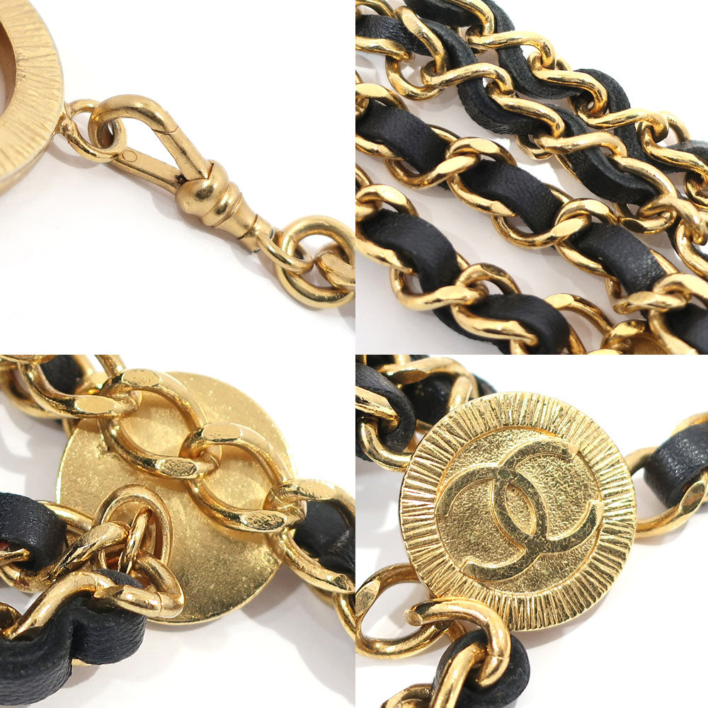 CHANEL 3  Chain Belt CC Mark Coin  Accessories Vintage 1984 approximately 930 cm approximately 207.0 g Black/Gen GP Gold  Women  Dress  Only