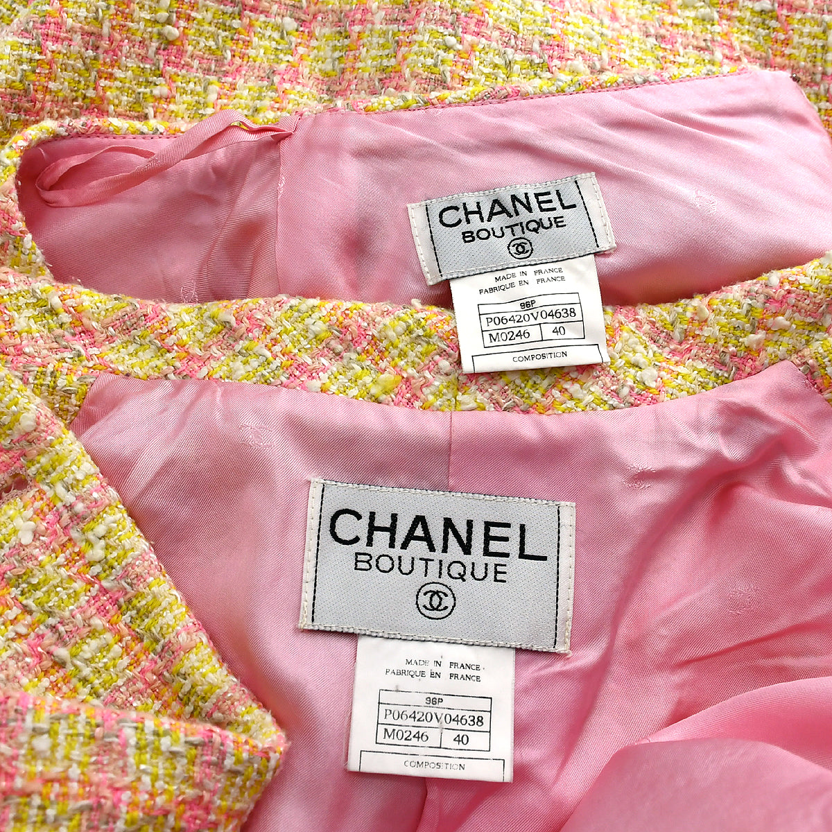 Chanel Setup Suit Jacket Skirt Pink 96P #40