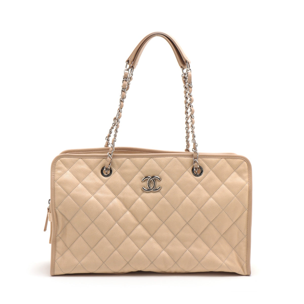 Chanel Matrasse Caviar S Tote Bag Beige Silver  17th