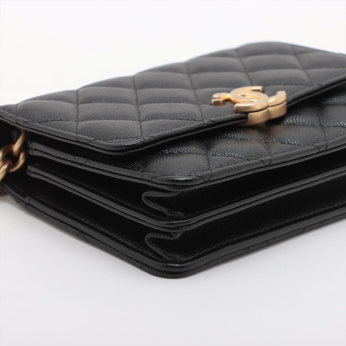 Chanel Mini Mattrase Caviar S Chain Wallet Black G  31st