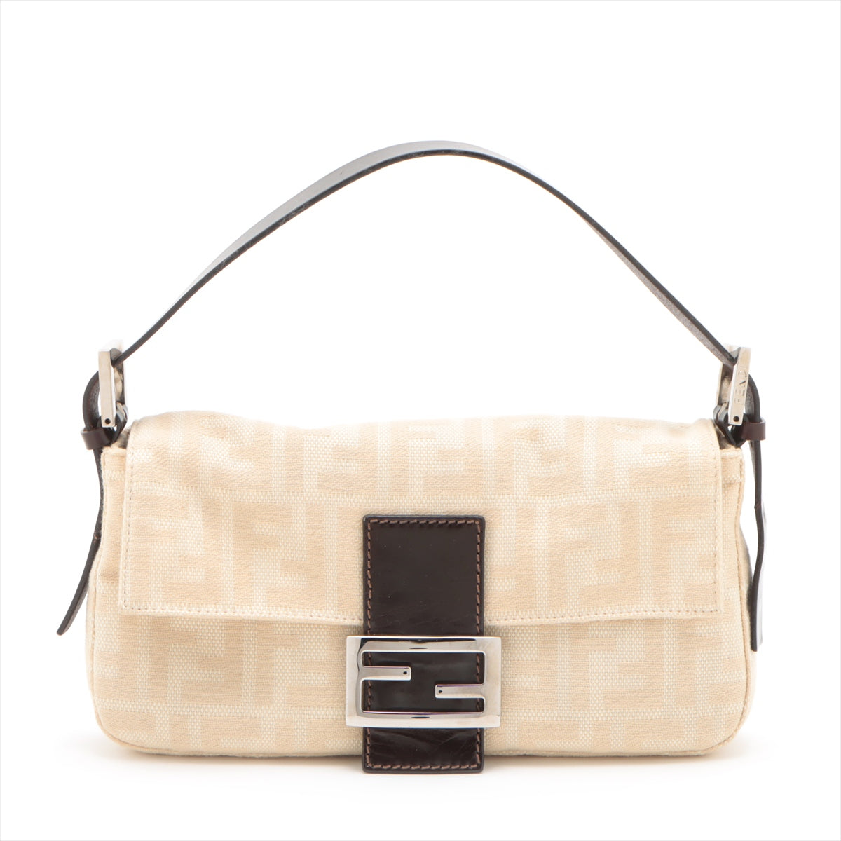 Fendi Zucca Mamma Bucket Canvas  Leather One-Shoulder Bag Beige × Brown Fence