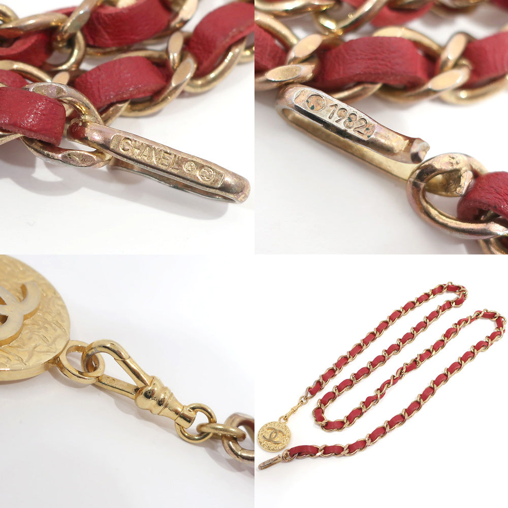 CHANEL Chain Belt CC Mark Coin  Accessories Vintage 1982 approximately 970 cm approximately 1156 g Red/Gen GP Gold  Women  Dress Little Other Console only