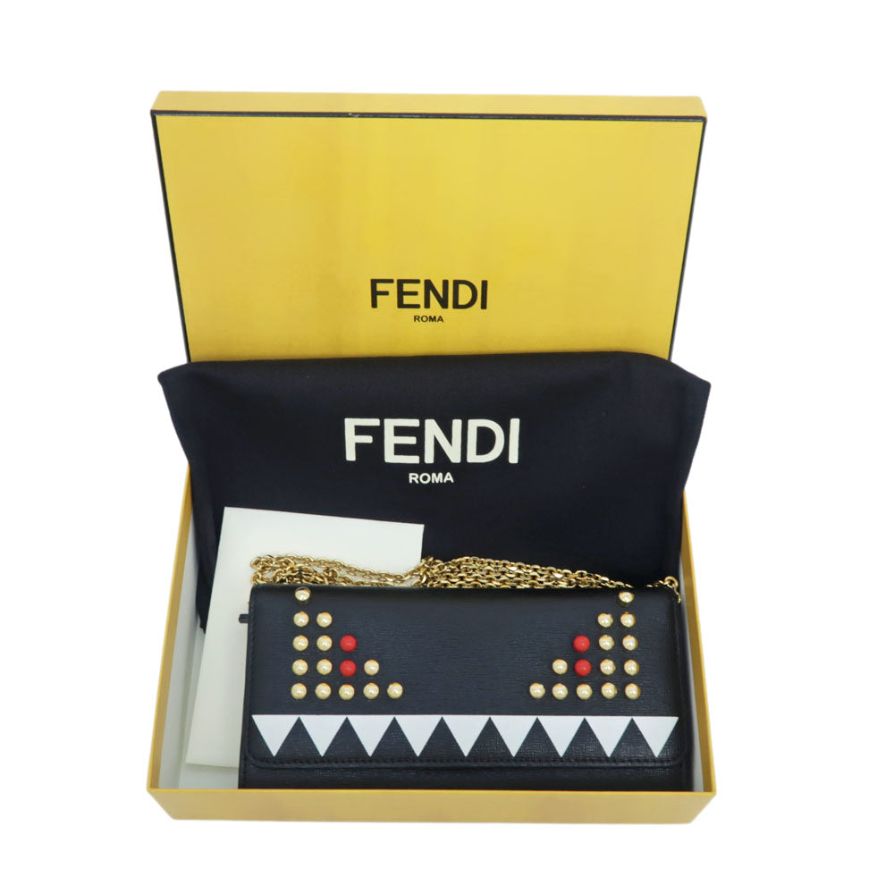 Fendi Chain Wallet Black White Red G Wallet 8M0365 Monster