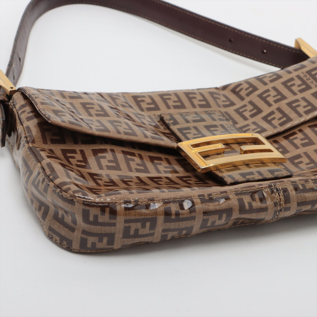 Fendi Zuco Mamma Bucket  Canvas Shoulder Bag Brown