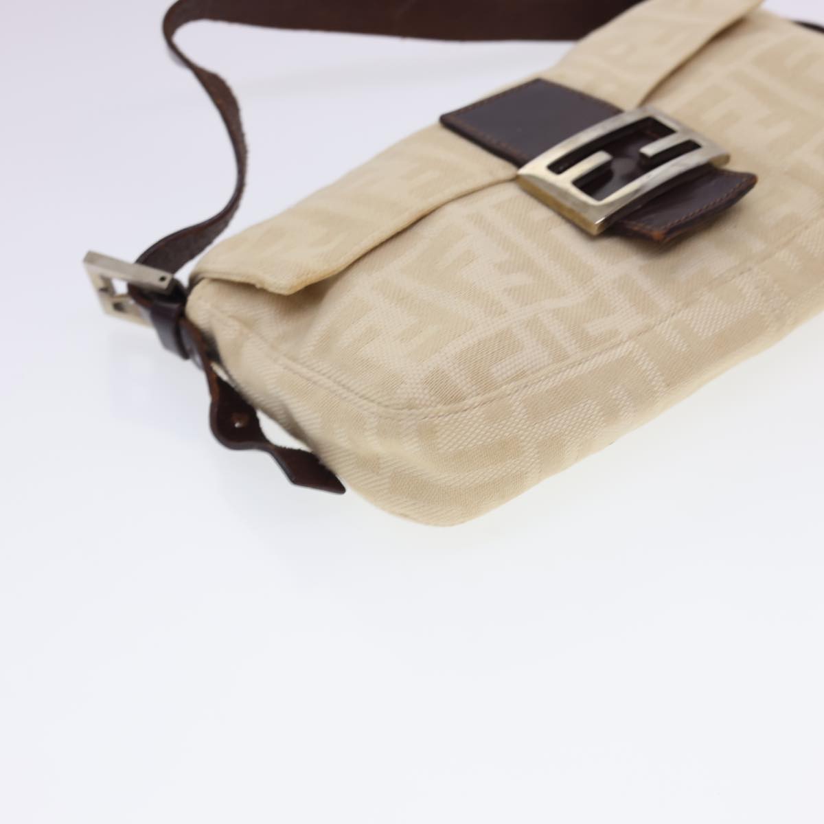 FENDI Zucca Canvas Mamma Baguette Shoulder Bag Beige