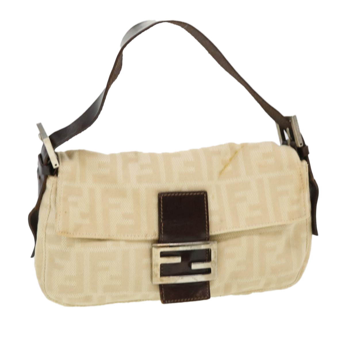 FENDI Zucca Canvas Mamma Baguette Shoulder Bag Beige