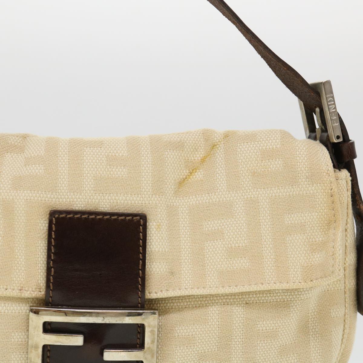 FENDI Zucca Canvas Mamma Baguette Shoulder Bag Beige