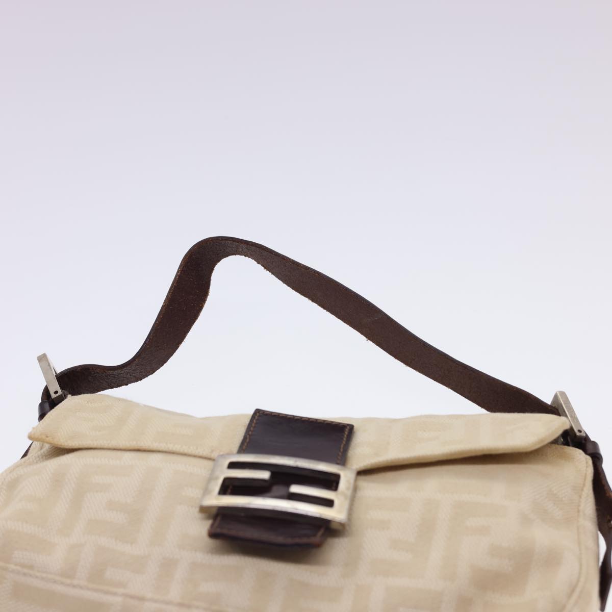 FENDI Zucca Canvas Mamma Baguette Shoulder Bag Beige