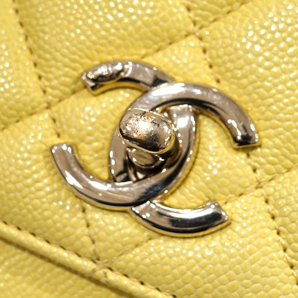 Chanel Chain Shoulder Bag Matrasse Yellow Caviar S Turn-Lock Coco  A93607