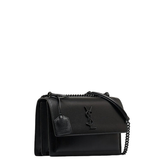 Saint Laurent Monogram Shoulder Bag in Calf Leather Black 442906