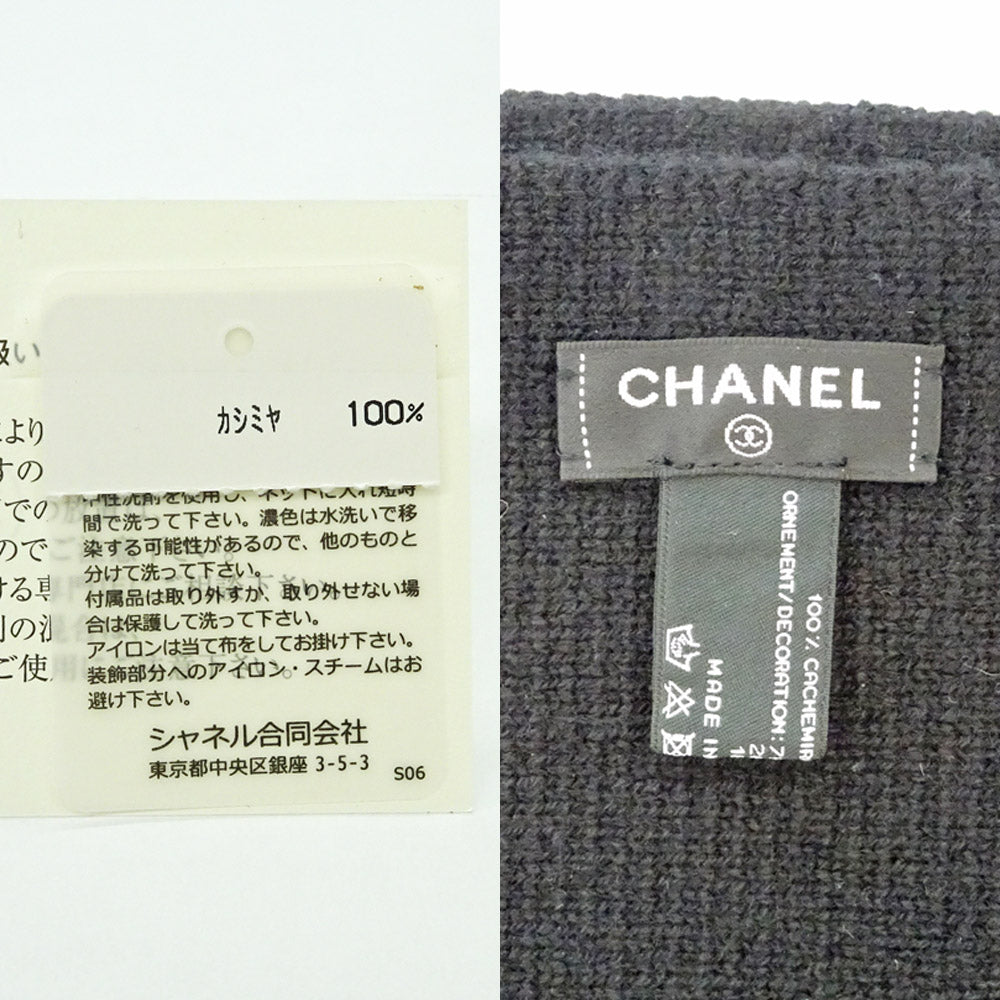 Chanel Maffler Line Stone Vision Coco Black Cashmere 100% Italian Made Fashion  Small Others