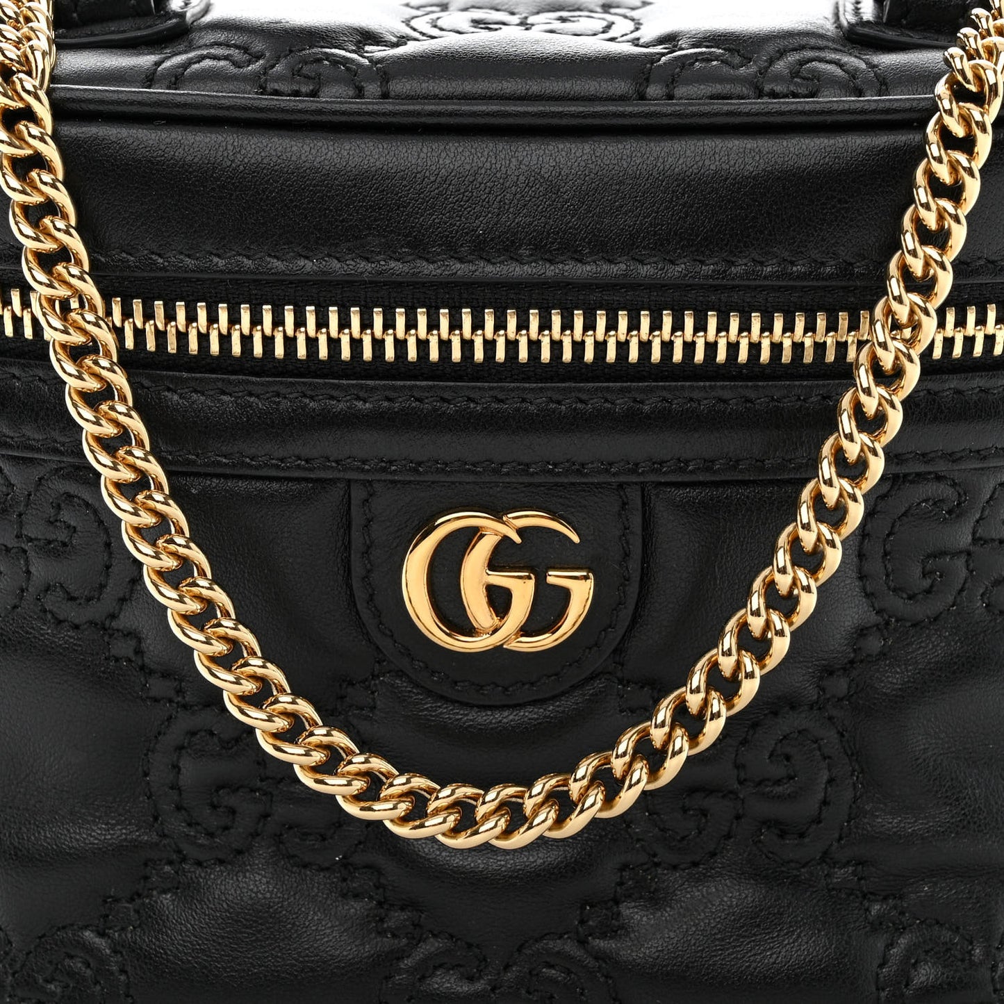 Gucci  Calfskin GG Matelasse Mini Top Handle Bag Black