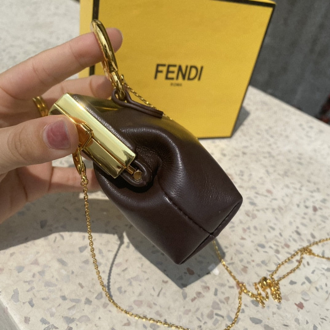 Fendi Nano Fendirst Charm Dark Grey Bag For Woman 10cm/4in