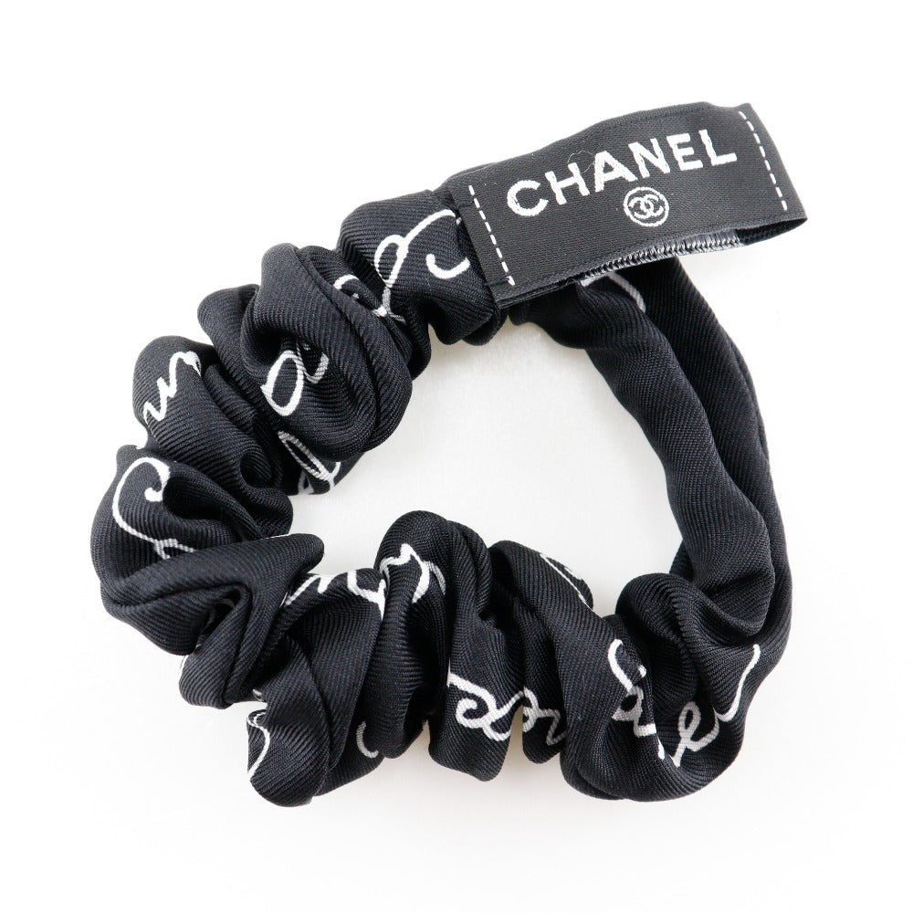 Chanel CHANEL RIBONSHUSH OTHER ACCESSORIES COCOMARK LOGO Silk  Black/White ribbon scrunchie  A-rang quality clamps