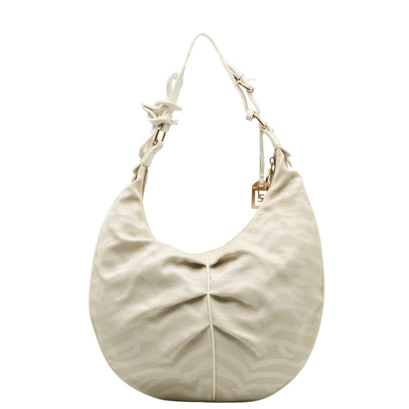 Fendi Zebra  Bag White Beige Canvas Leather  Fendi