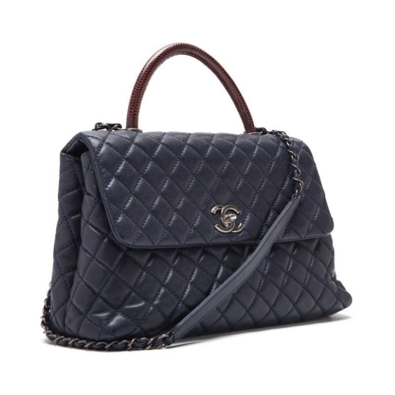 CHANEL Matrasse Coco Handle 2w Handbag Caviar SRizard Navy×Bo (Silver Gold ) Handbag  Shoulder Bag Race Dinner Bag Hybrid 【 Ship】 Himalayan Bookstore Online