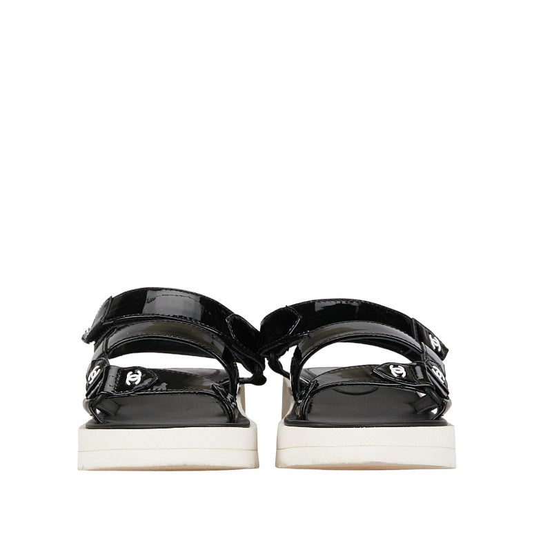 Chanel Coco Sandalss Size 36 Black White Leather Emmelie  CHANEL