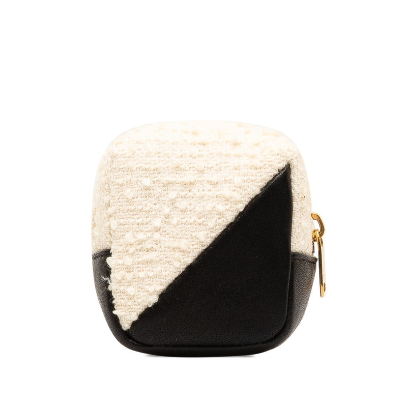 Saint Laurent Jamie Cube Pouch Charm 669964 White Black Canvas Leather  Saint Laurent