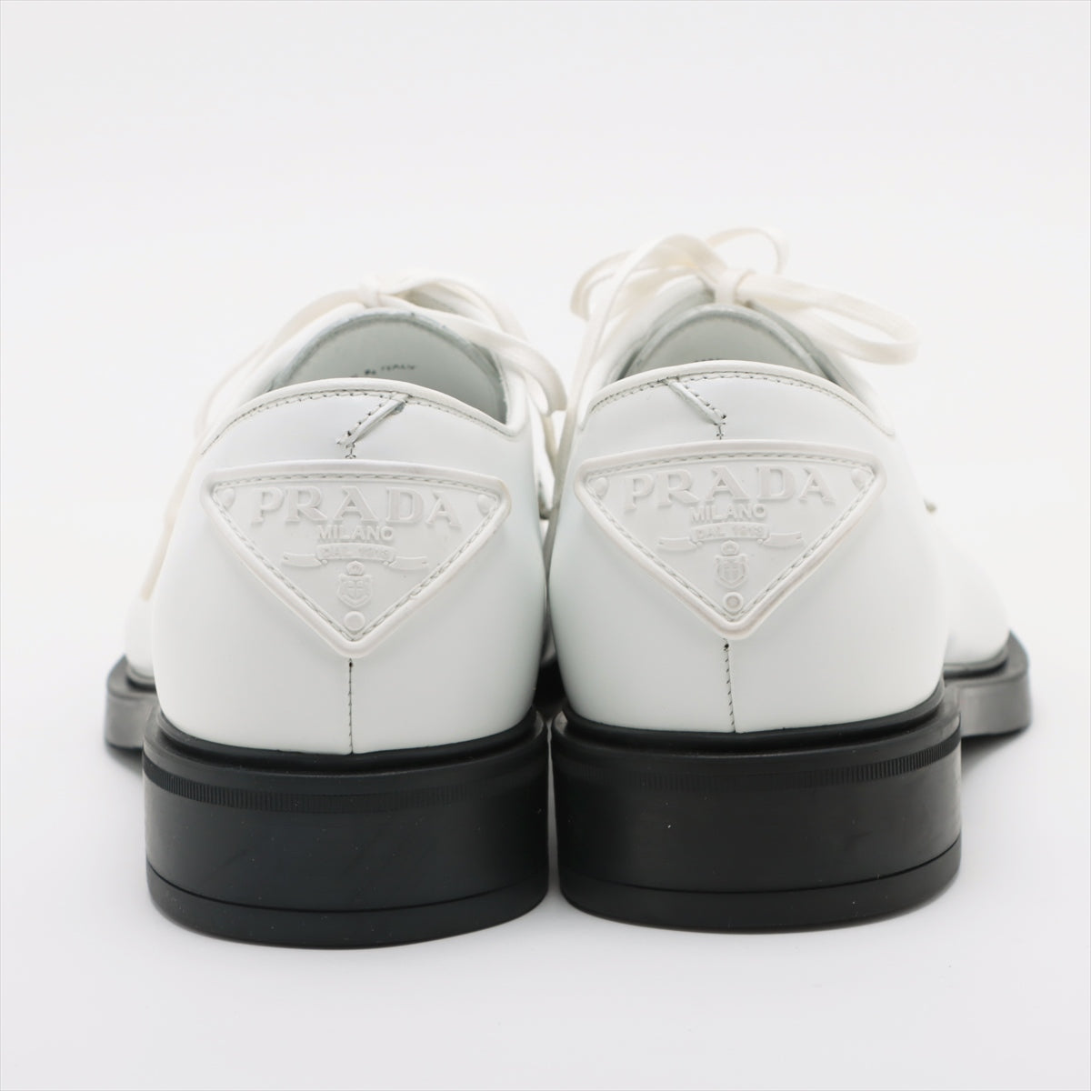 Prada 5 1/2  Leather Shoes White 2EG394 Logo